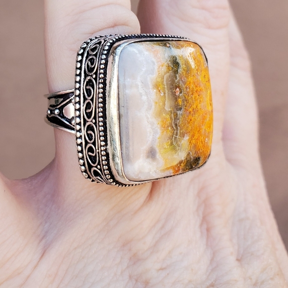 New Huge Bumblebee Jasper 925 Silver Ring. - Picture 11 of 15